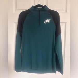 NFL Eagles Green and Black Quarter-Zip Pullover